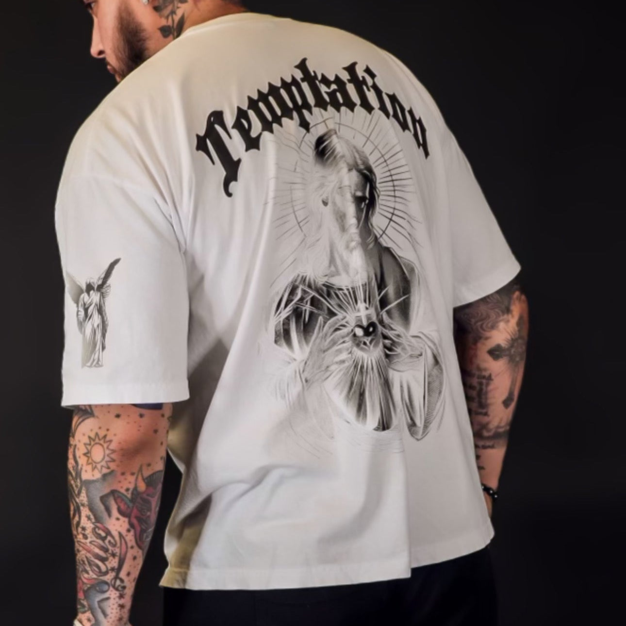 White "Solo Dios Sabe" T-Shirt With Puff Print On Back